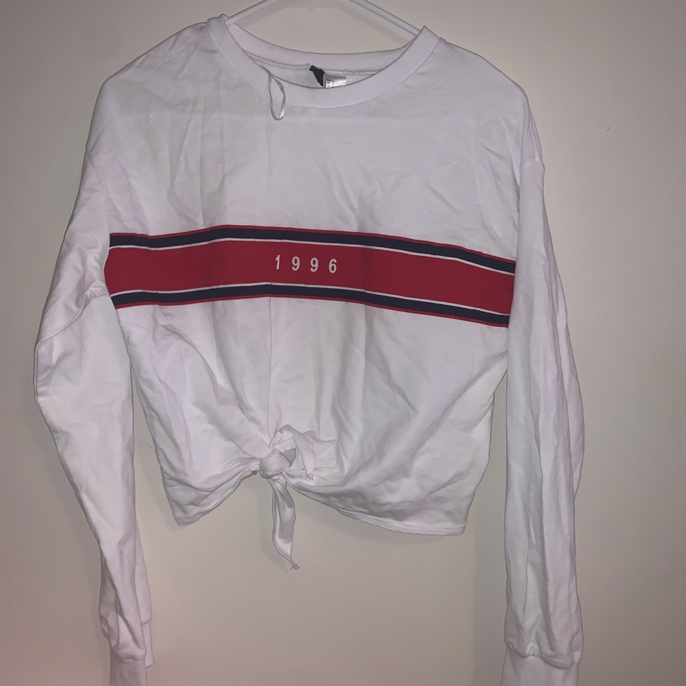 White Long Sleeved Tee With 1996 Decal